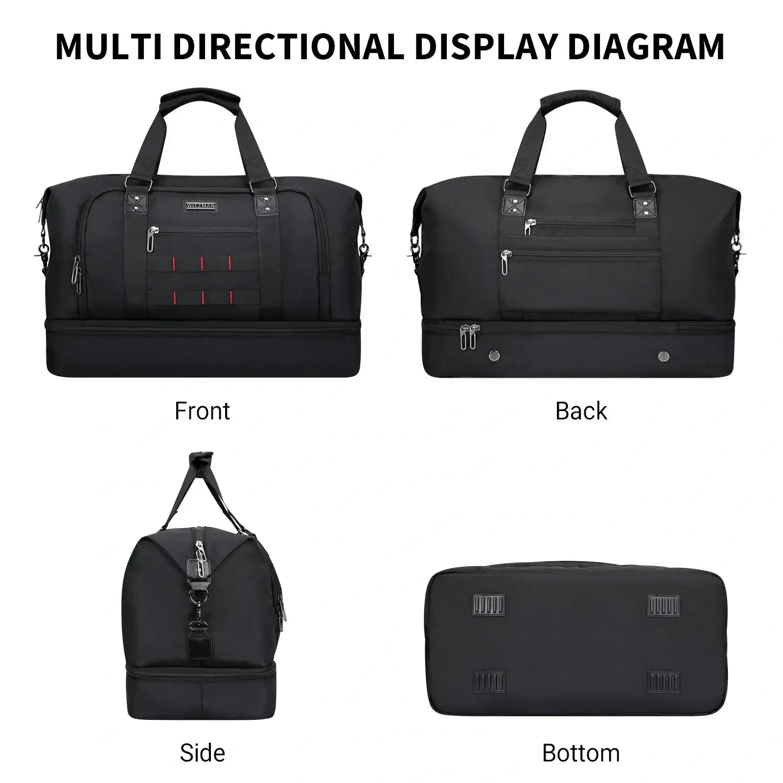 Travel Duffle Bags for Men Weekender Bags With Toiletry Bag Sets black
