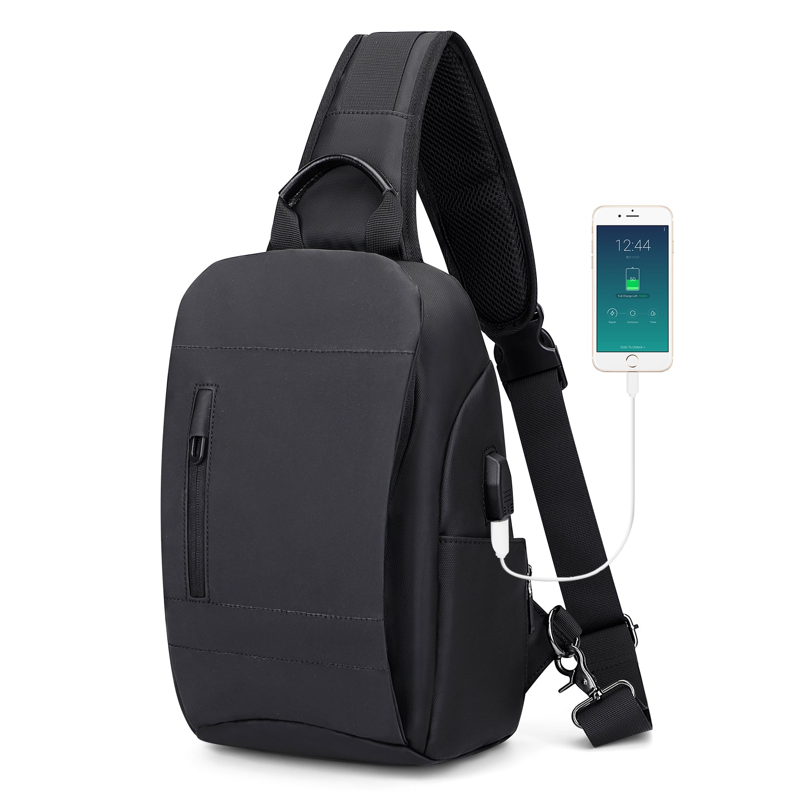 Black Nylon Sling Bag for Men Crossbody Bags