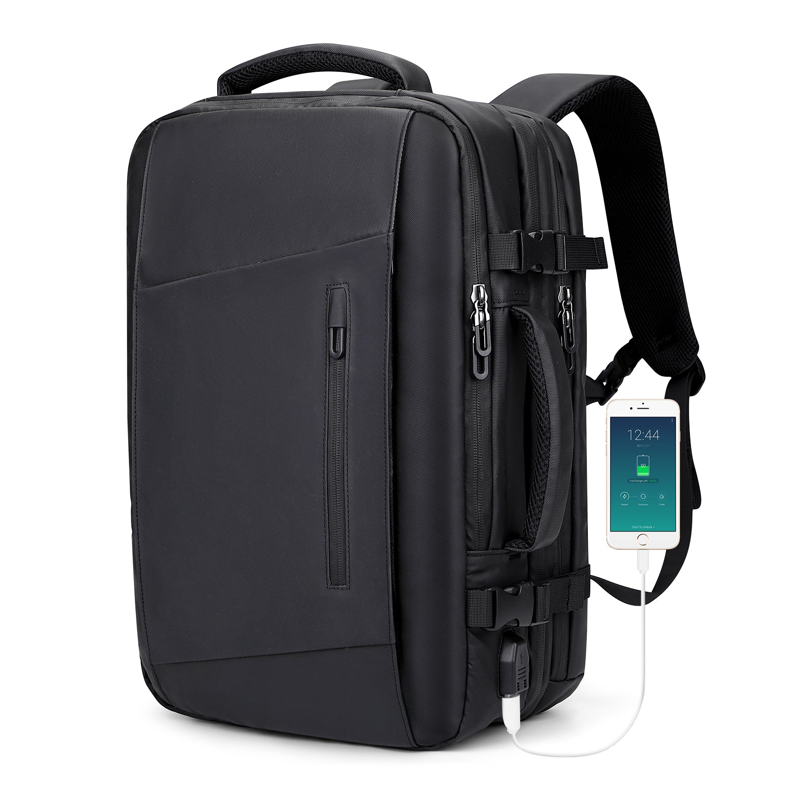 Black Nylon Waterproof Travel Laptop Backpack