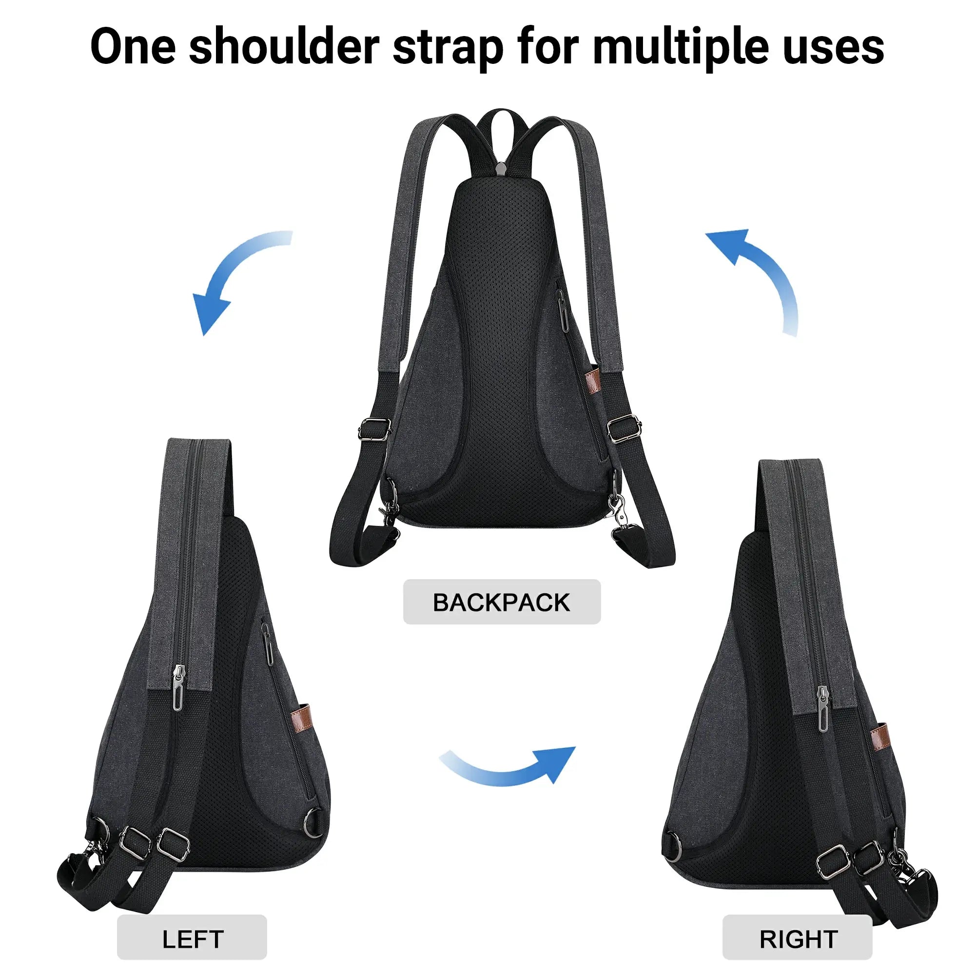 Canvas Sling Bag for Men Women #color_black