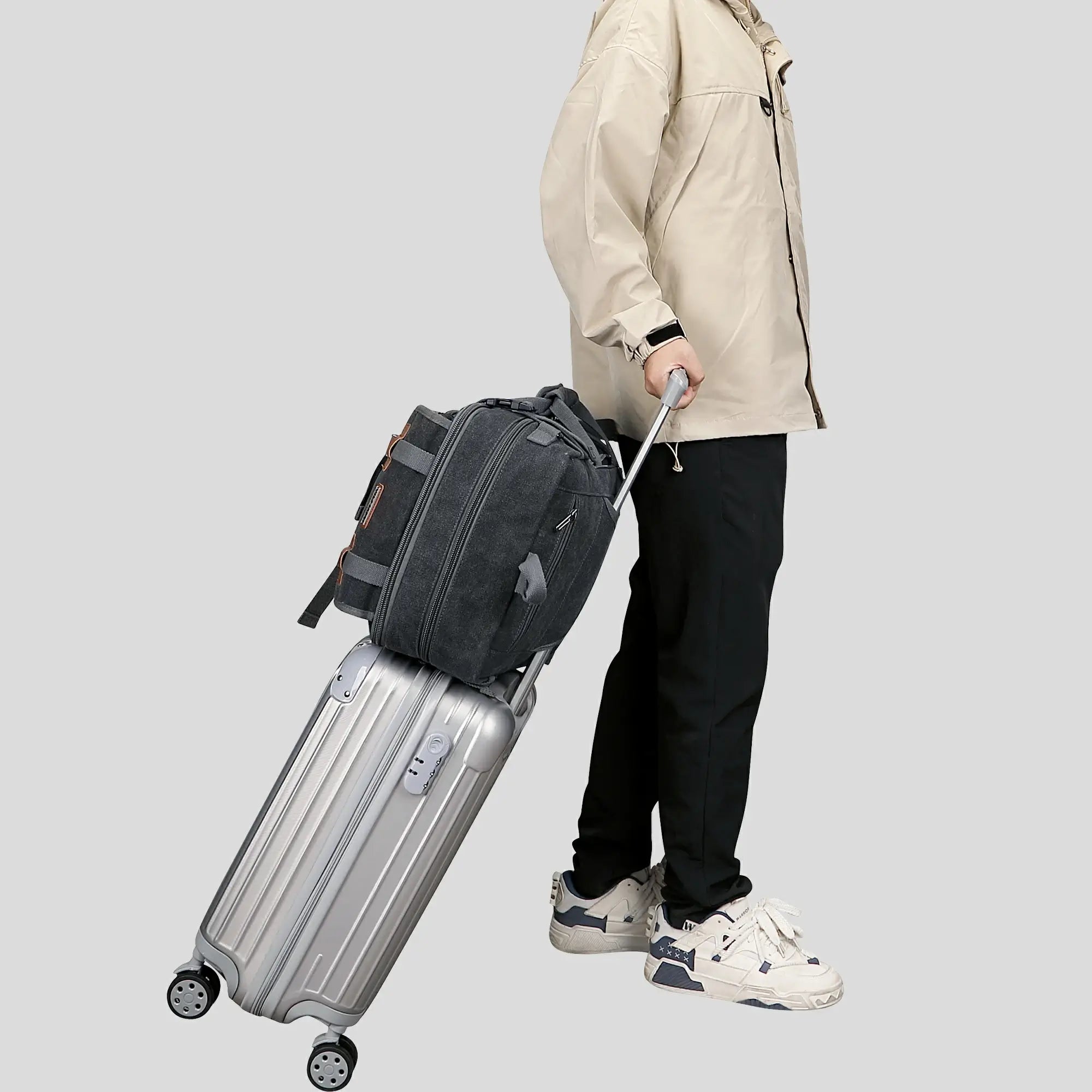 Black Canvas Travel Backpacks a6617-3 #color_black