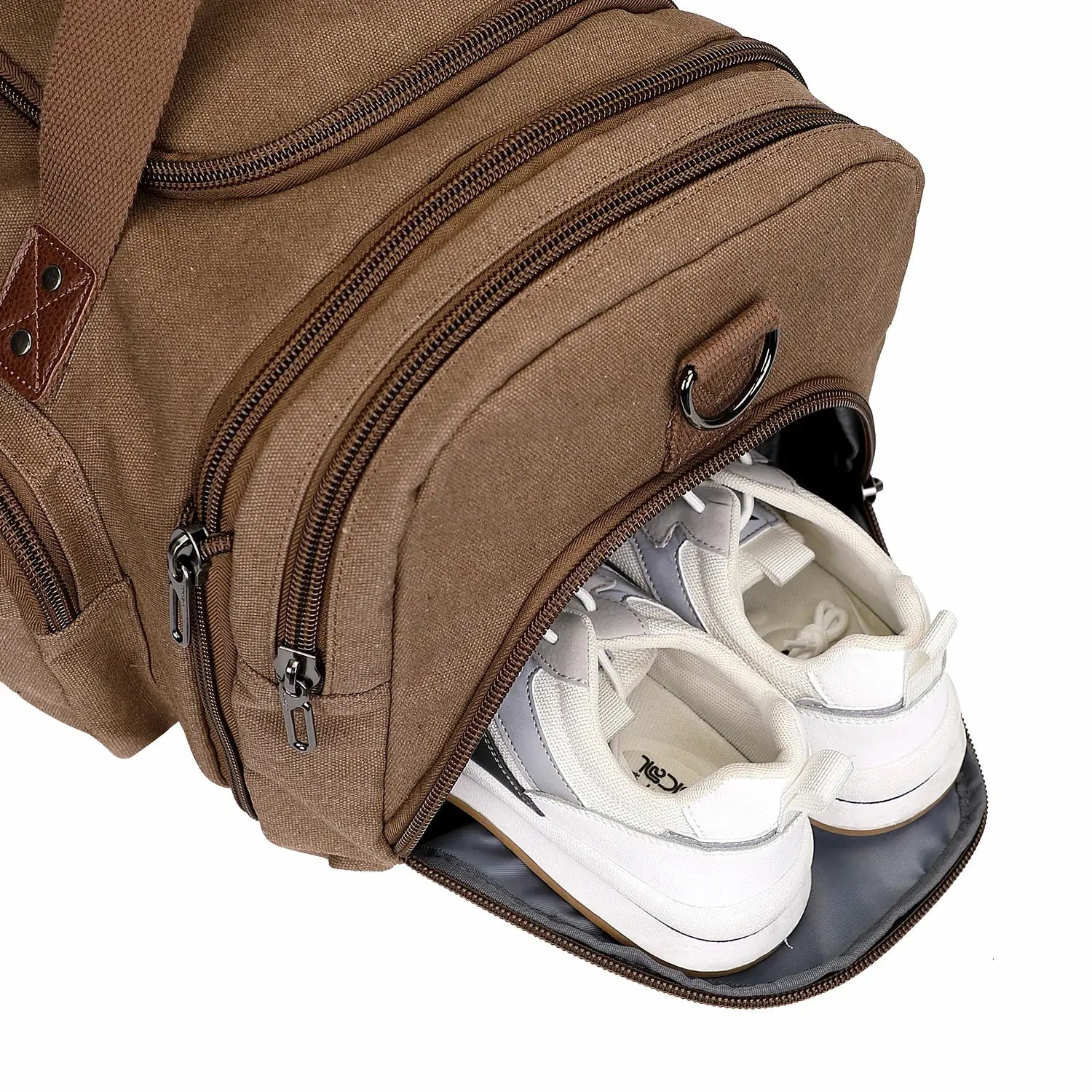 witzman brown Mens Fashion Large Canvas Travel Duffle Bags best carry-on bag for international travel #color_brown