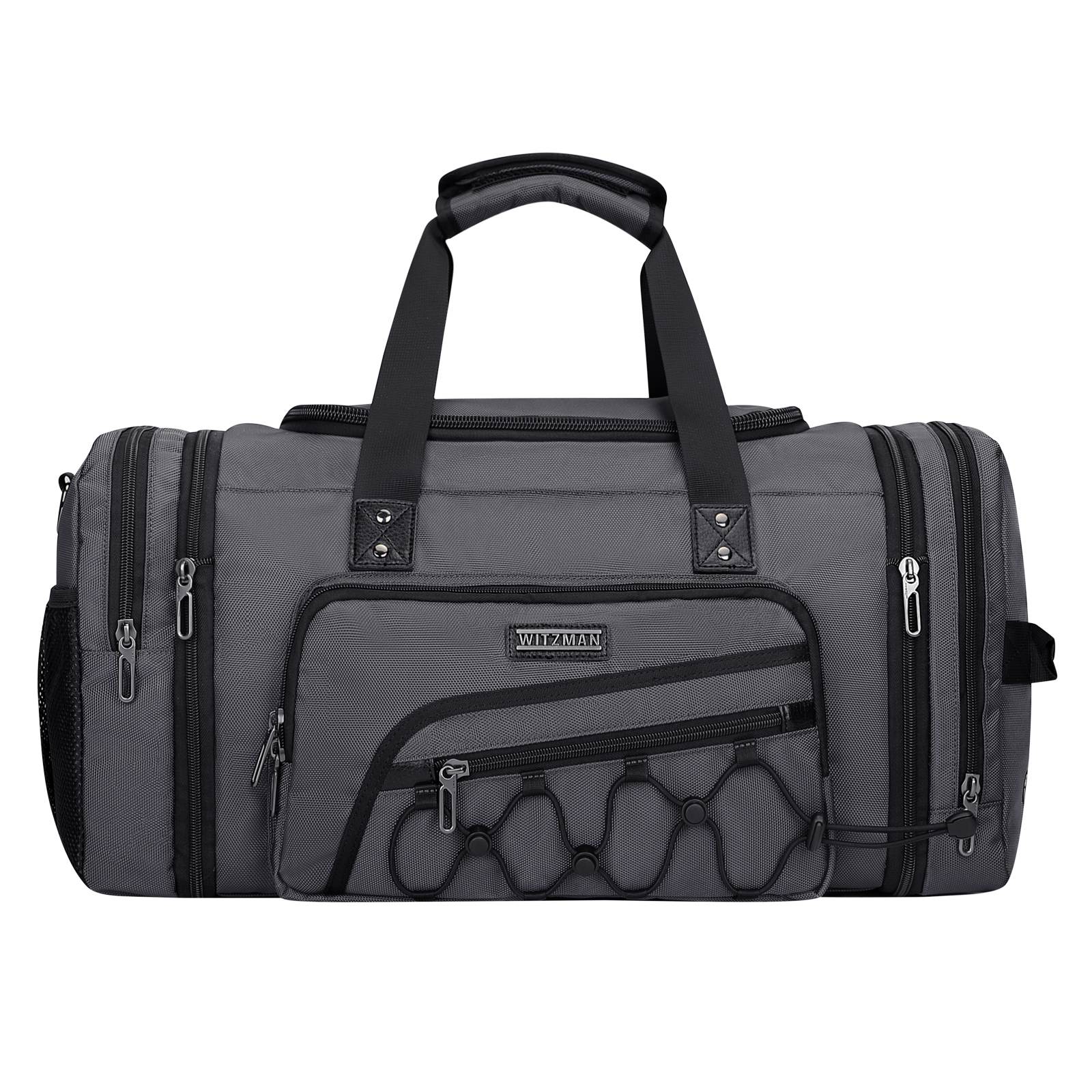 B695 WITZMAN Duffle Bag for Men Nylon Large Weekender Bag with Shoe Compartment #color_grey