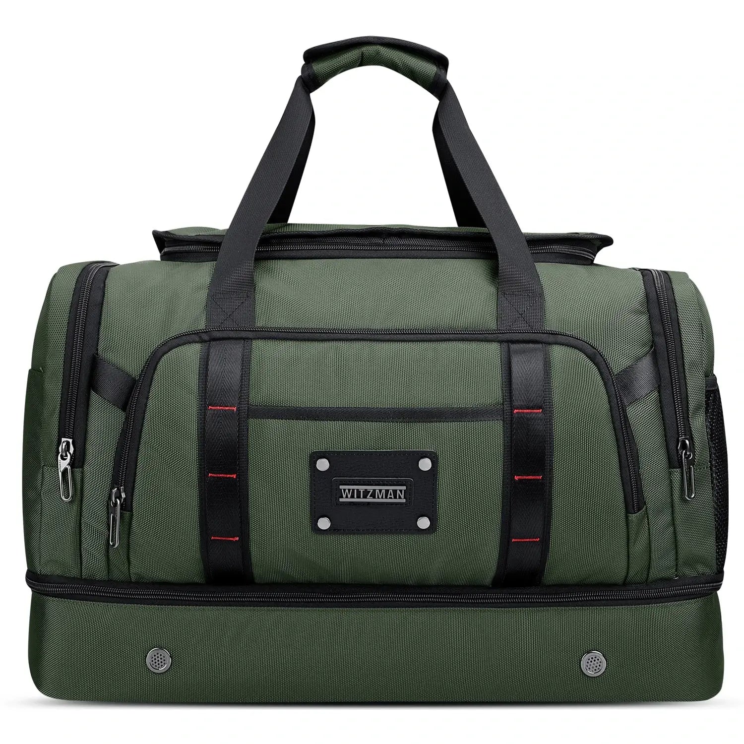WITZMAN B720 men’s large nylon duffel bag with double-layer shoe compartment - green weekender bag