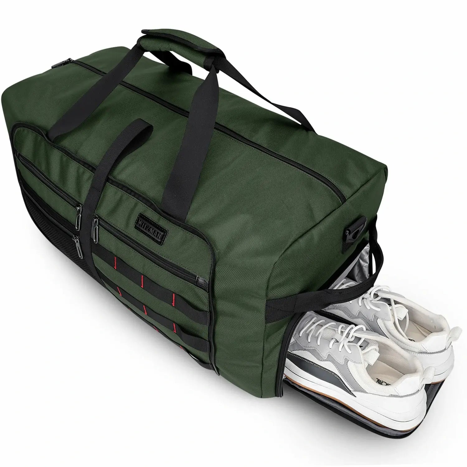Foldable Duffel Bag for Travel 65L Lightweight Packable amry green nylon bag
