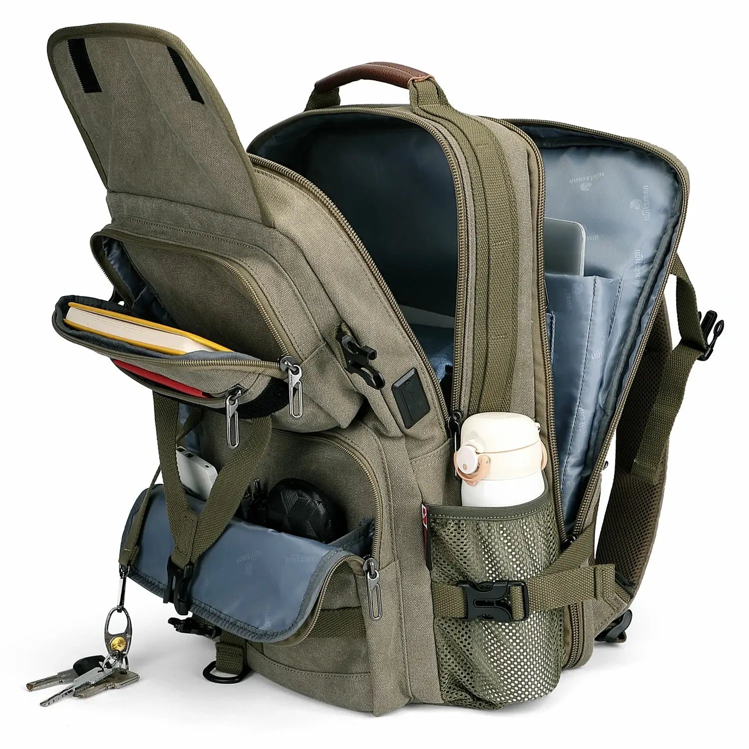 Men’s Canvas Travel Backpack TSA Vintage Carry-On Bag A8012