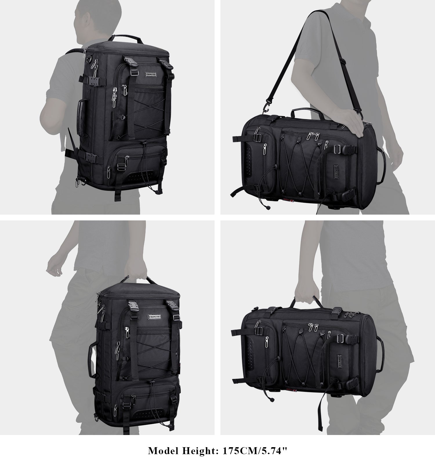 Black Nylon Travel Backpack