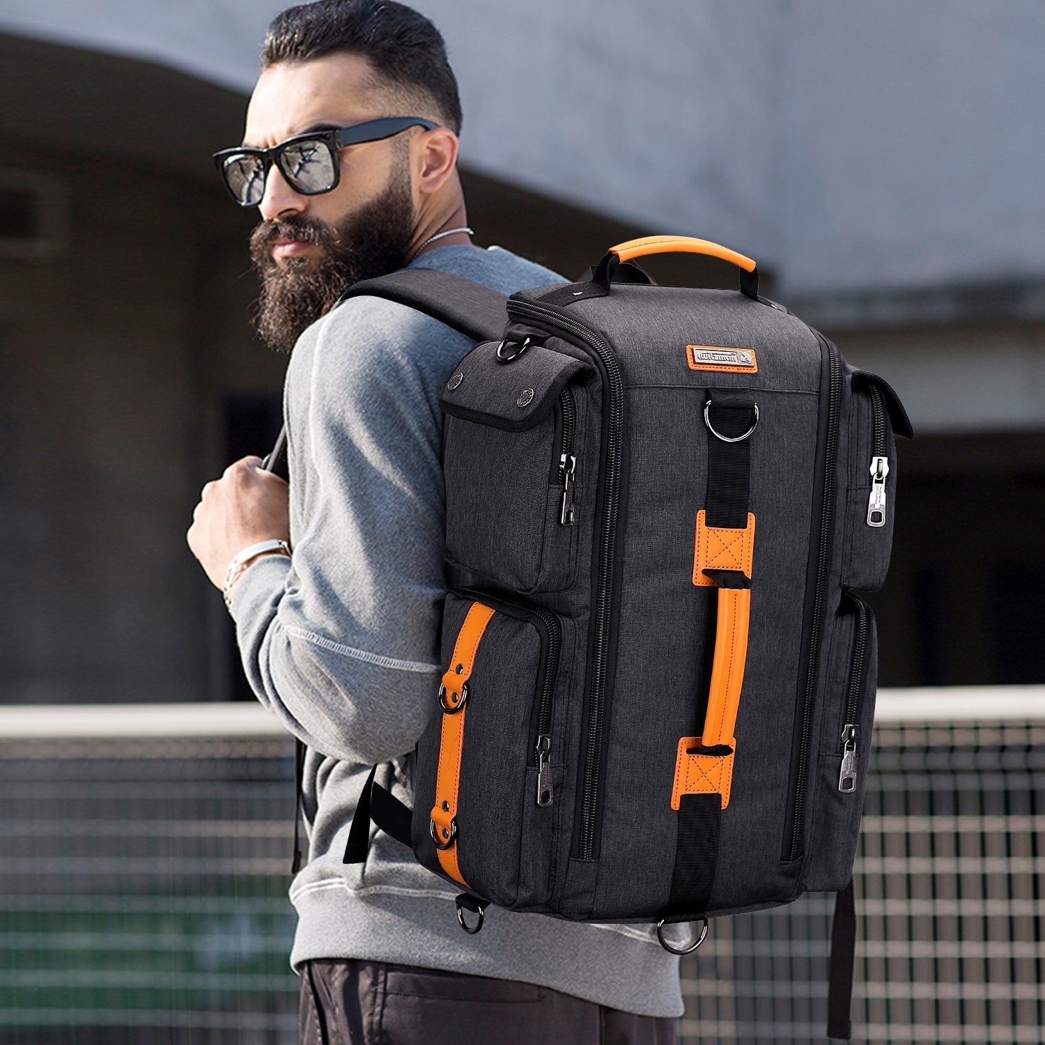 Black Nylon Travel Backpack