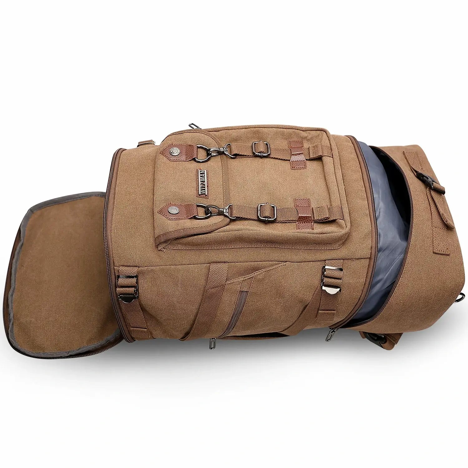 vintage Canvas Carry on Travel Backpack brown