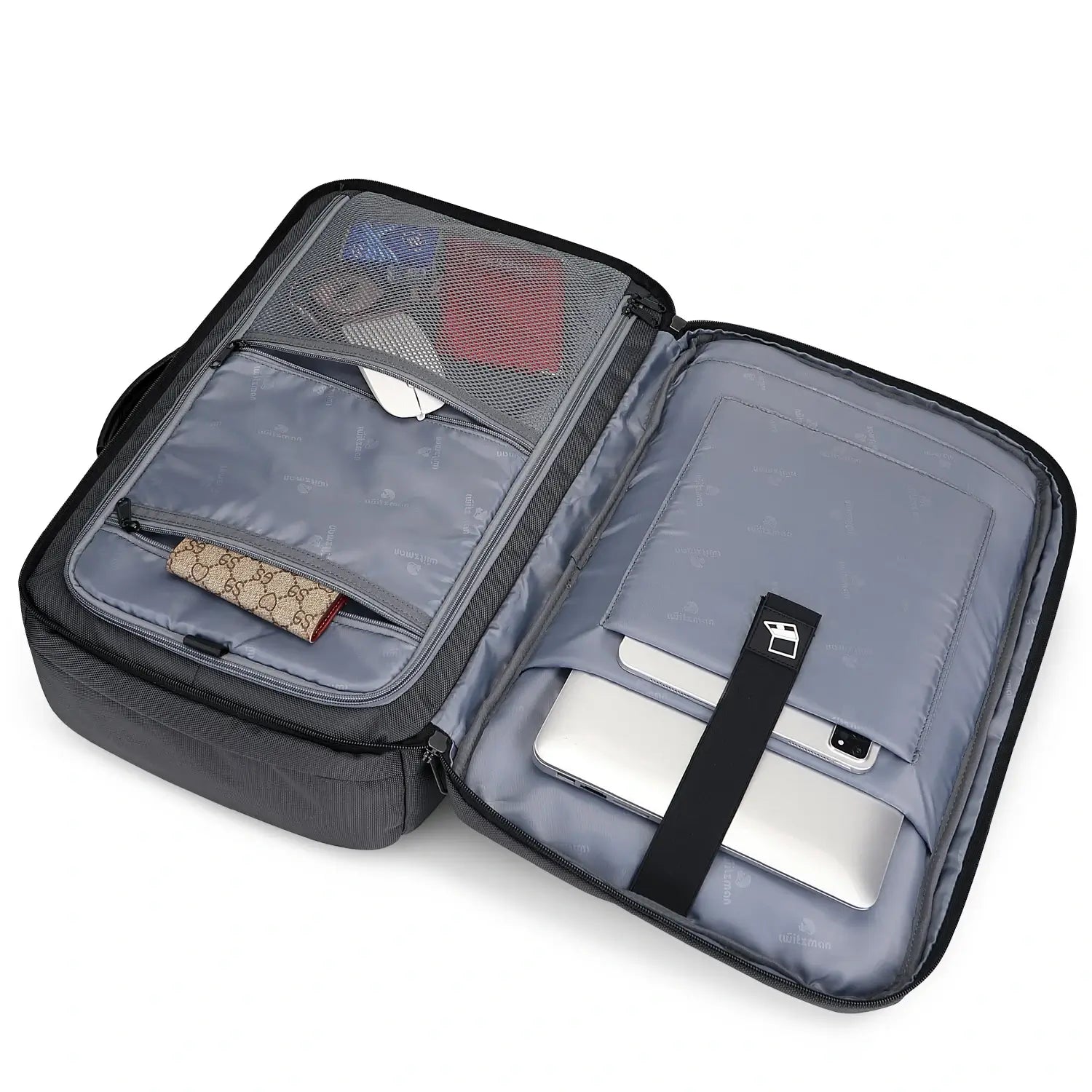 WITZMAN 35L sliver grey travel backpack for men nylon bag laptop compartment