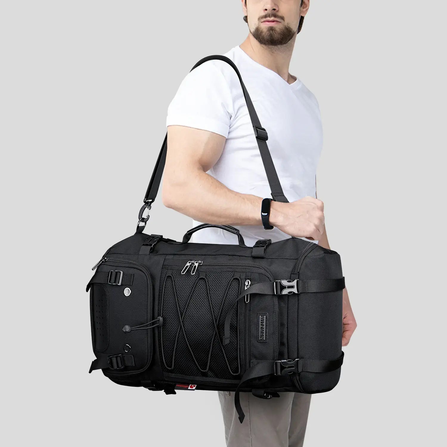 Convertible travel backpack duffel shoulder bag for men