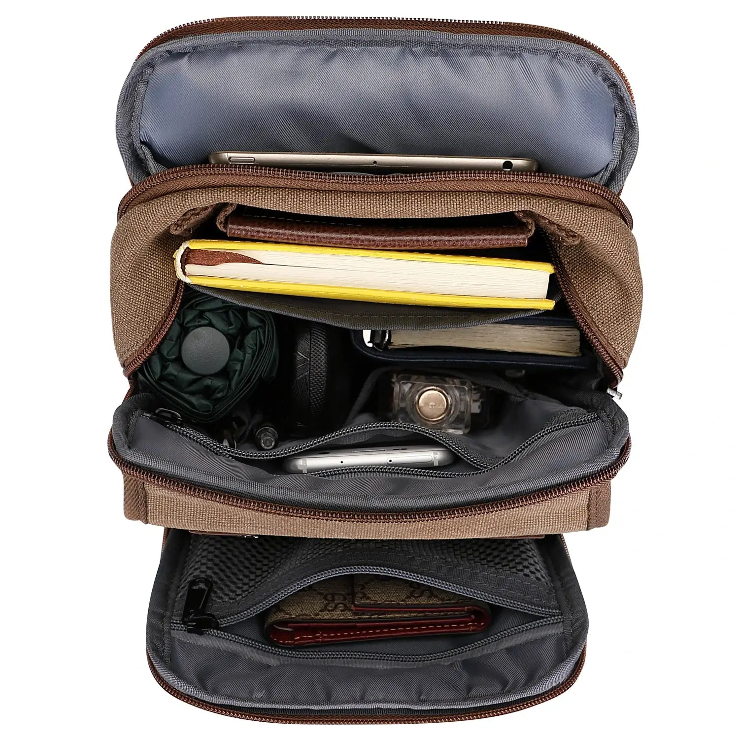 WITZMAN men’s canvas crossbody bag vintage sling messenger satchel for travel and everyday carry brown bags