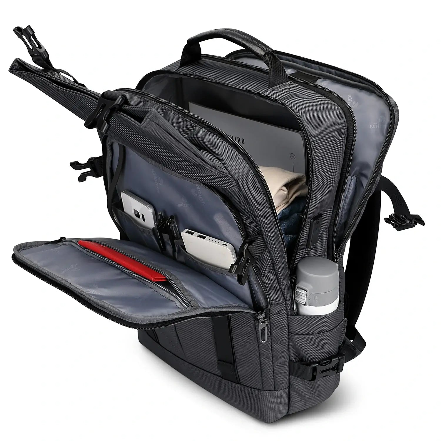 WITZMAN sliver grey nylon travel backpack for men b716