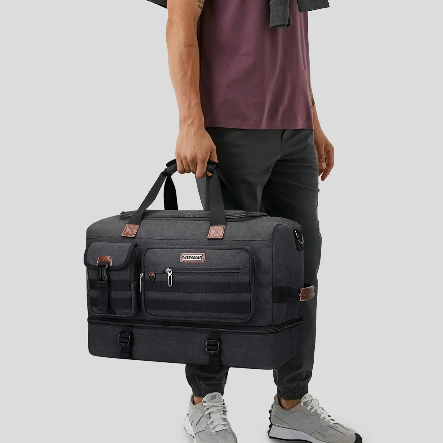 Classic Vintage Canvas Duffel Bag with Toiletry Set A8010-2