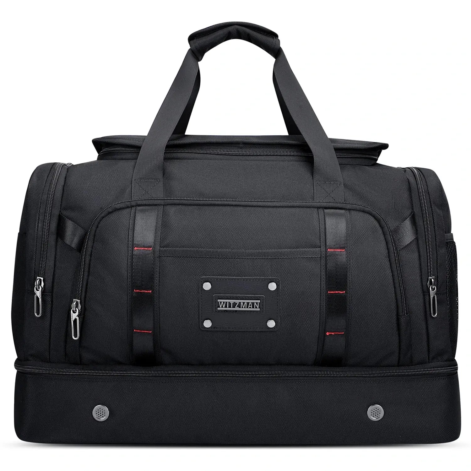 WITZMAN B720 men’s large nylon duffel bag with double-layer shoe compartment - black bag