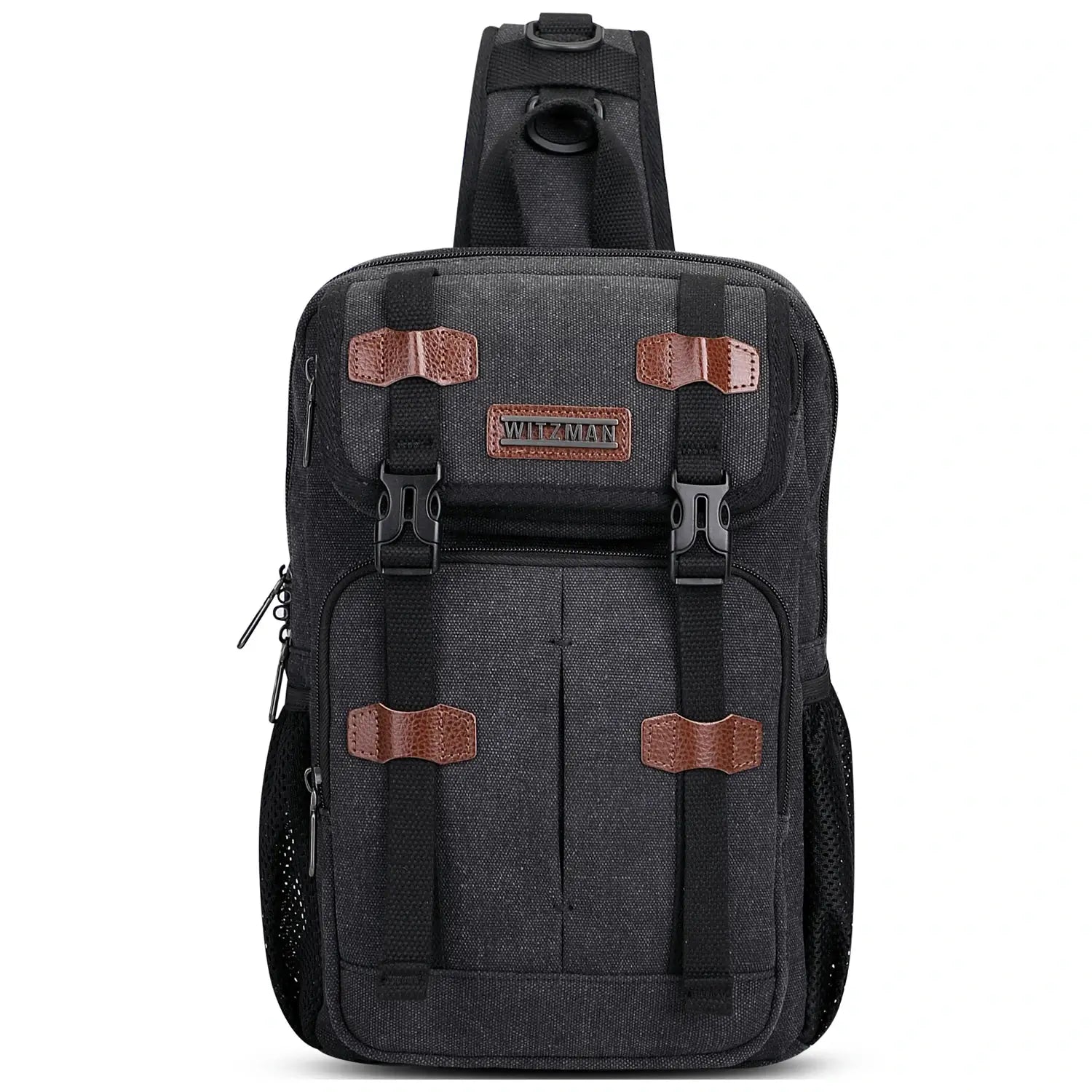 Men’s Canvas Sling Bag with USB Port, Vintage Crossbody Chest Bag A8019