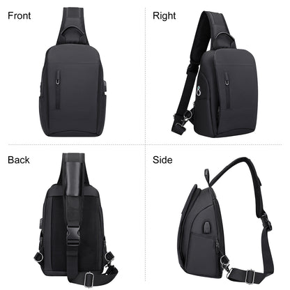 Black Nylon Sling Bag for Men Crossbody Bags