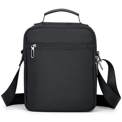 WITZMAN B708 men’s lightweight nylon crossbody bag with front MOLLE webbing - black messenger bag