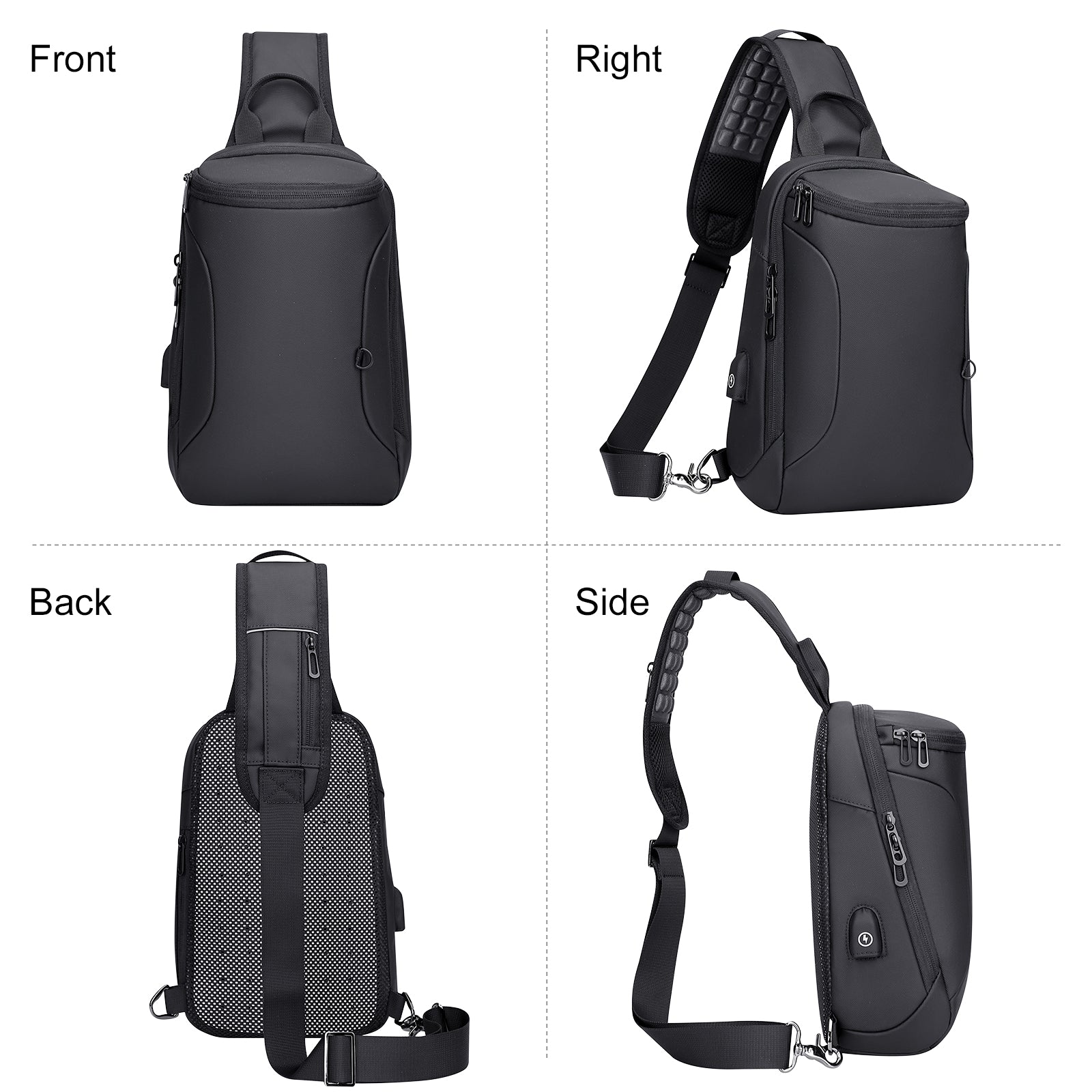 Black Nylon Sling Bag For Men