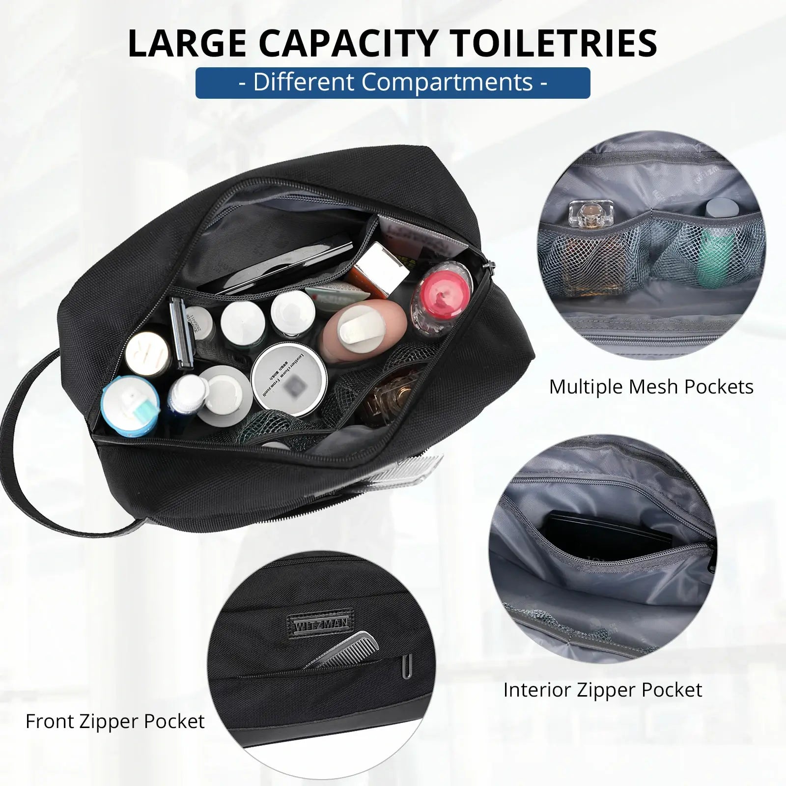 B692 Black Travel Bathroom Bag Toiletry Bag Shaving Bag Cosmetic bag