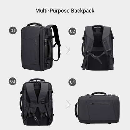 Black Nylon Waterproof Travel Laptop Backpack