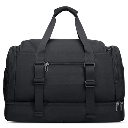 WITZMAN B720 men’s large nylon duffel bag with double-layer shoe compartment - black bag