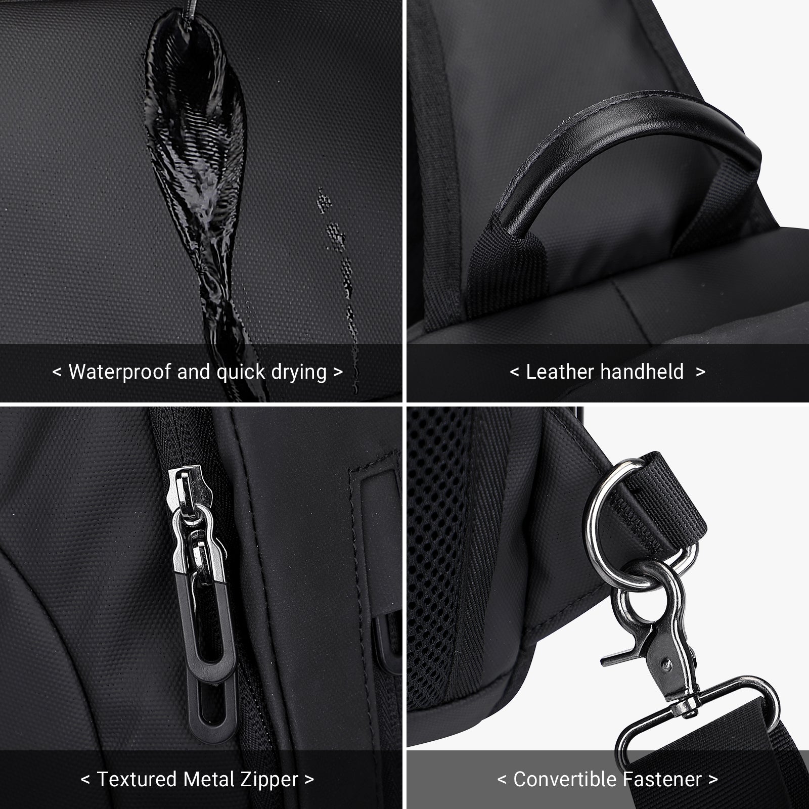 Black Nylon Sling Bag for Men Crossbody Bags