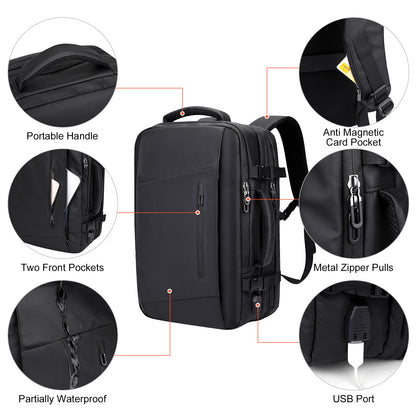 Black Nylon Waterproof Travel Laptop Backpack