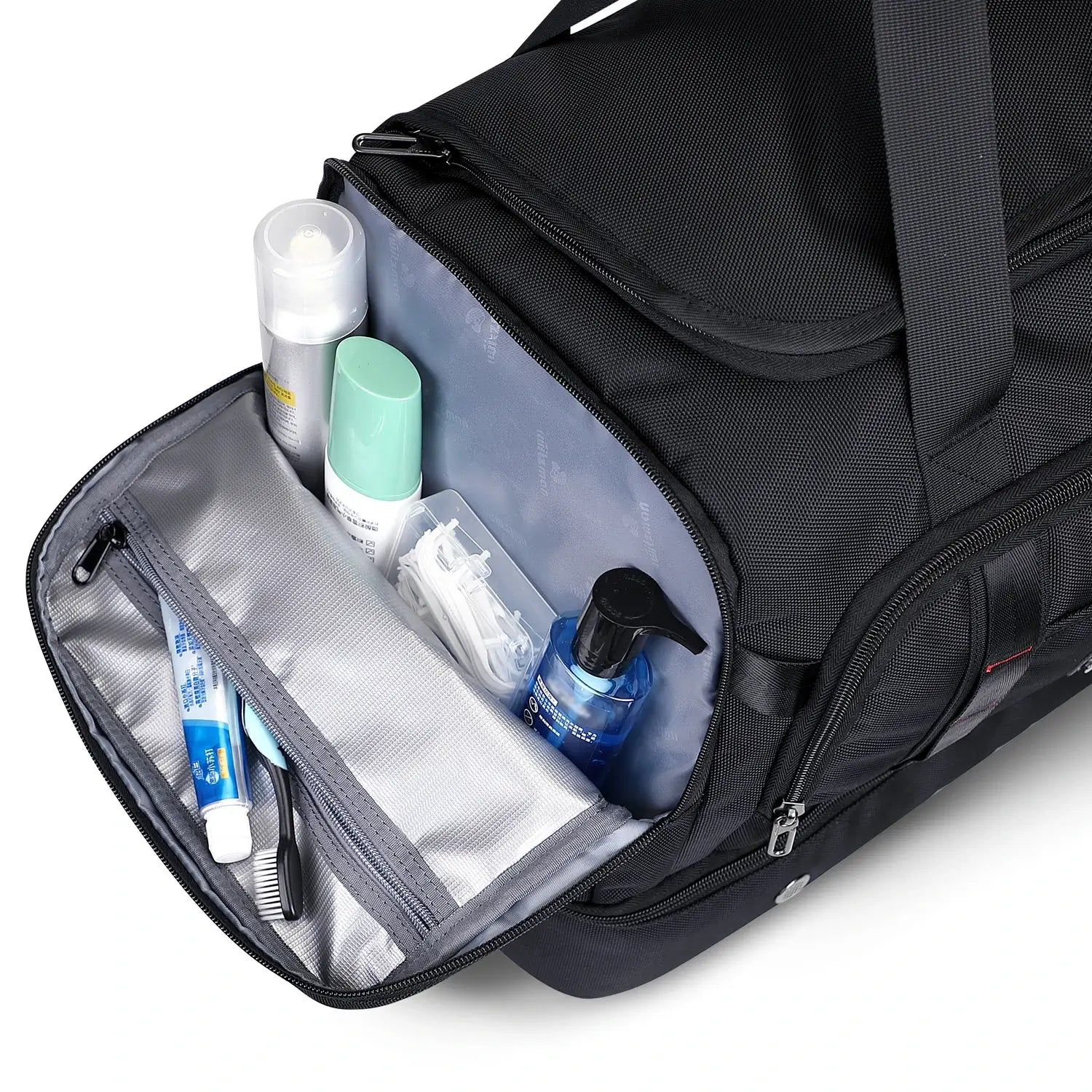 WITZMAN B720 men’s large nylon duffel bag with double-layer shoe compartment - black bag