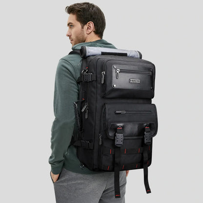 WITZMAN 45L convertible nylon travel backpack for men with USB port and multiple compartments b685