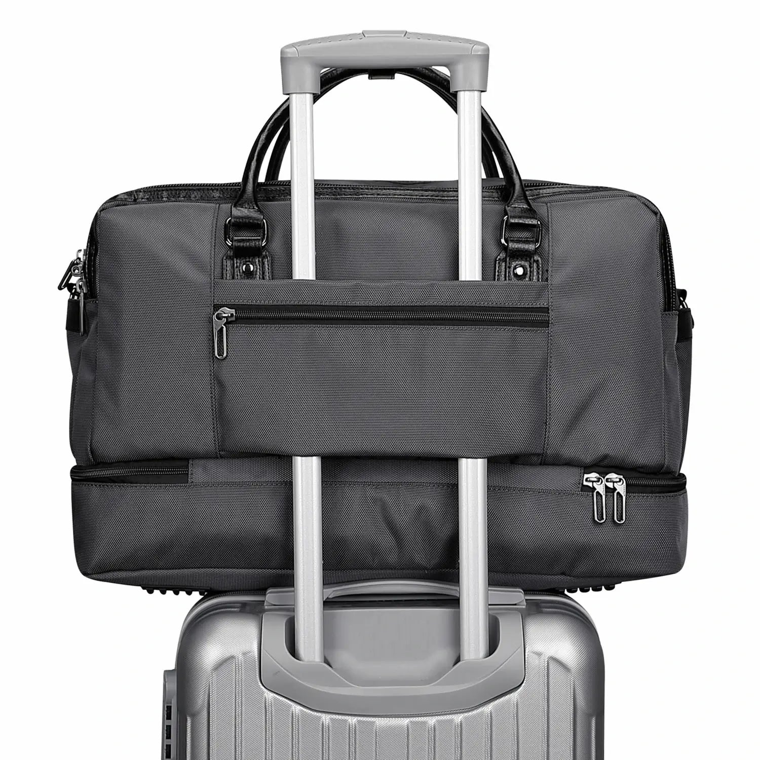 High-end fashion travel nylon duffle bag set #color_grey