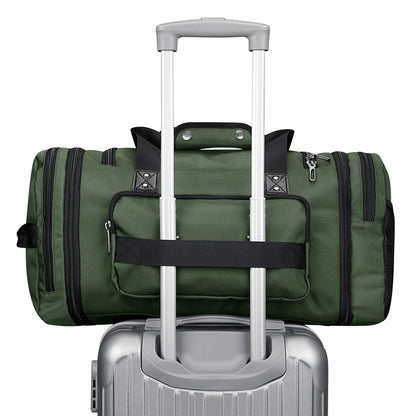 B695 WITZMAN Duffle Bag for Men Nylon Large Weekender Bag with Shoe Compartment #color_green