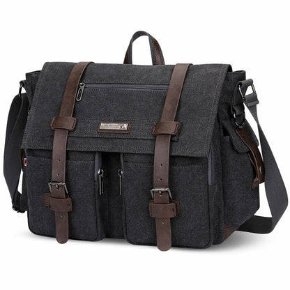 witzman vintage postman bag for men canvas for men black business messenger bags a8007 large #color_black