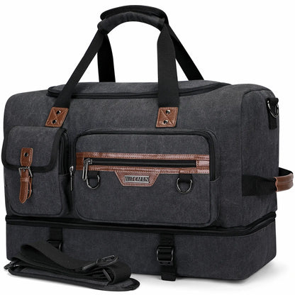 Fashion Vintage Canvas Large Travel Bag duffle bags witzman a8010 #color_black
