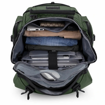 40L Nylon Travel Backpack With Shoe Compartment b691 amry green pack