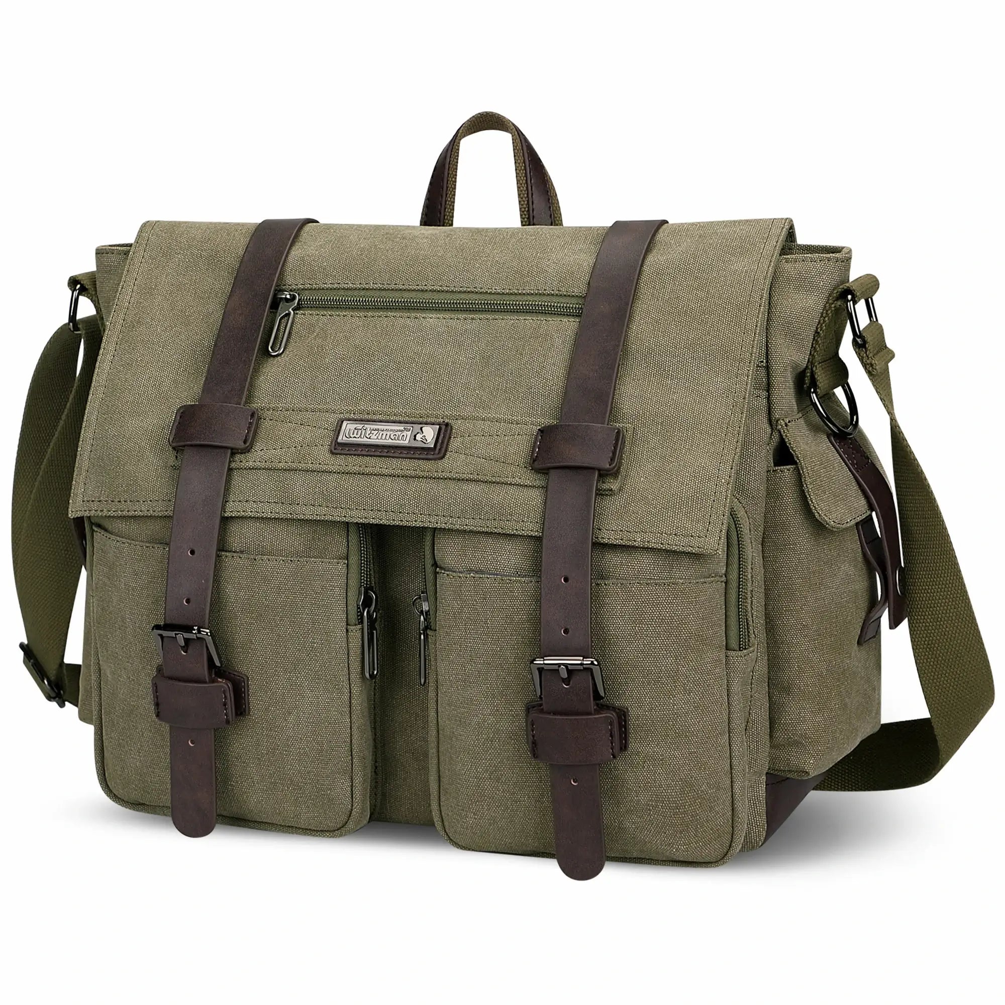 postman bag for men green messenger bag witzman large carry on canvas bag #color_green