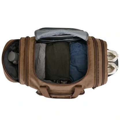 witzman brown Mens Fashion Large Canvas Travel Duffle Bags best carry-on bag for international travel brown