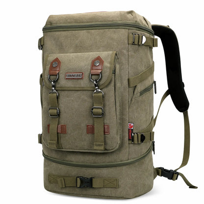 Vintage canvas travel backpack with shoe compartment and laptop sleeve – carry-on size a568-2 green