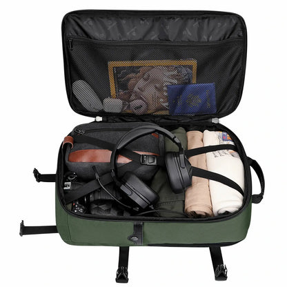 B688 Best large travel backpack carry on luggage bag Green backpacks 45L with clamshell opening and multiple compartments - laptop