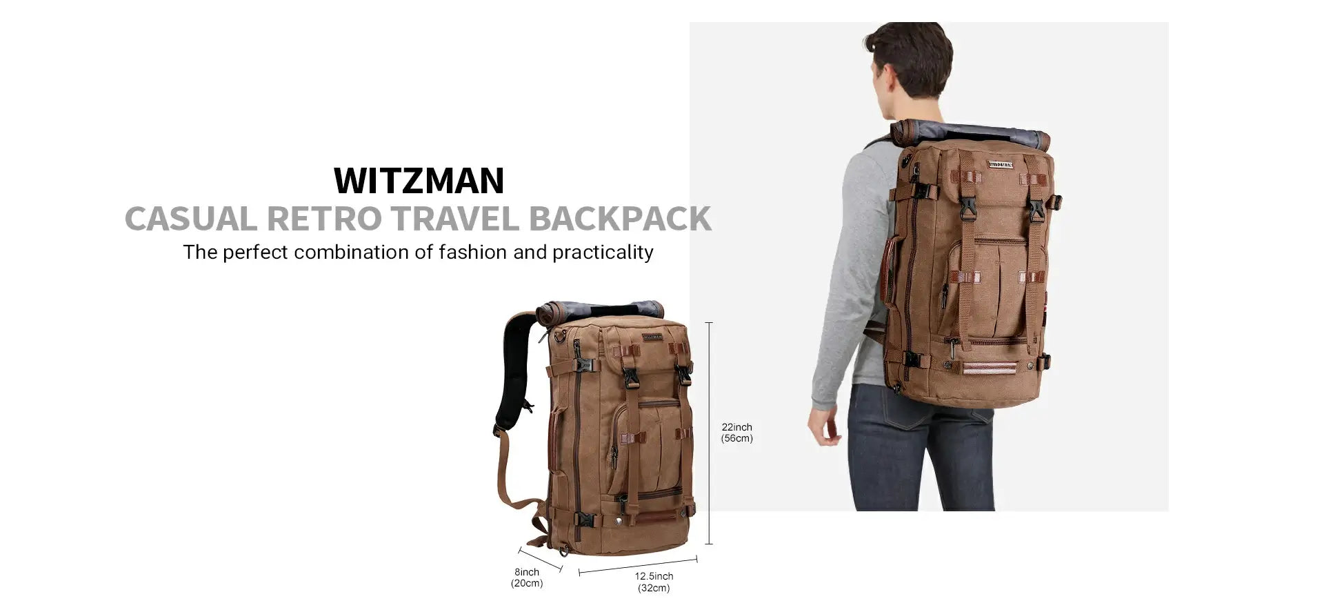 Vintage canvas carry on backpack for men