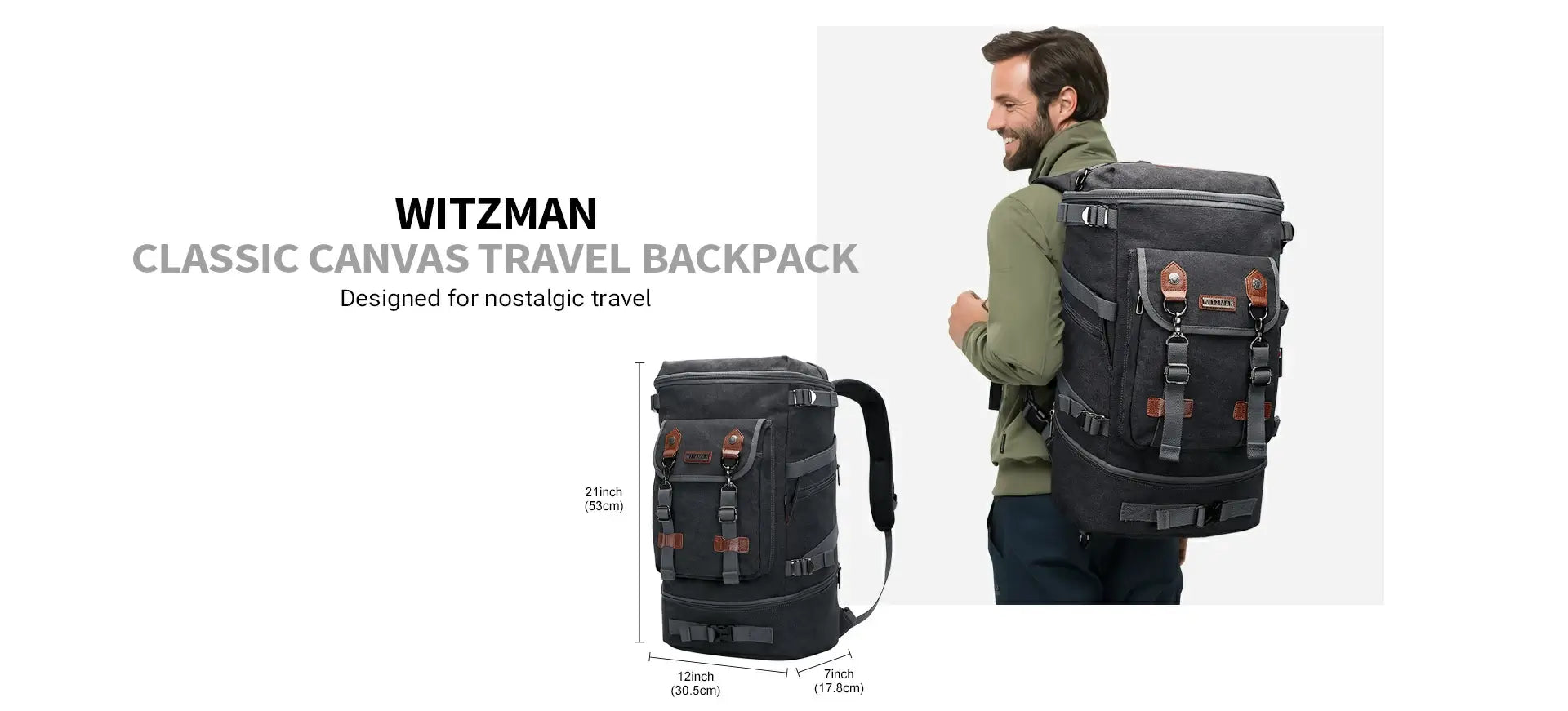 Vintage canvas carry on travel backpack with classic look