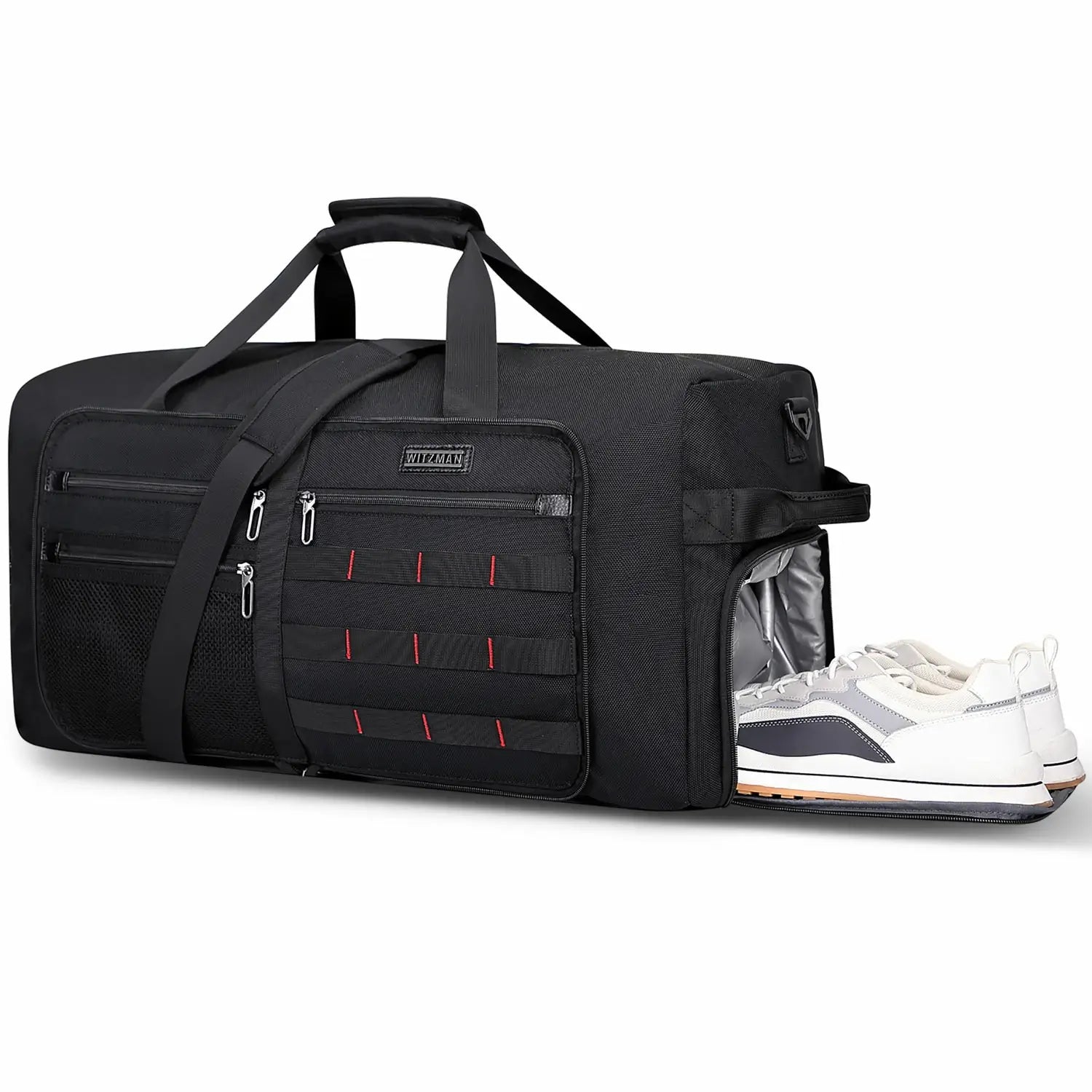 Foldable Duffel Bag for Travel 65L Lightweight Packable black nylon bag