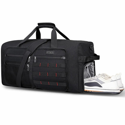 Foldable Duffel Bag for Travel 65L Lightweight Packable black nylon bag