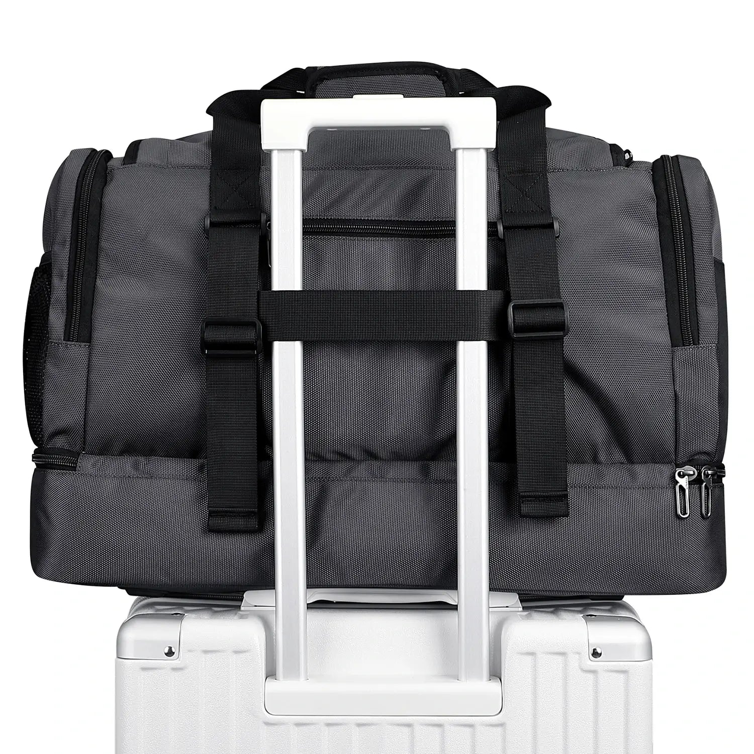 WITZMAN B720 men’s large nylon duffel bag with double-layer shoe compartment - sliver grey bag