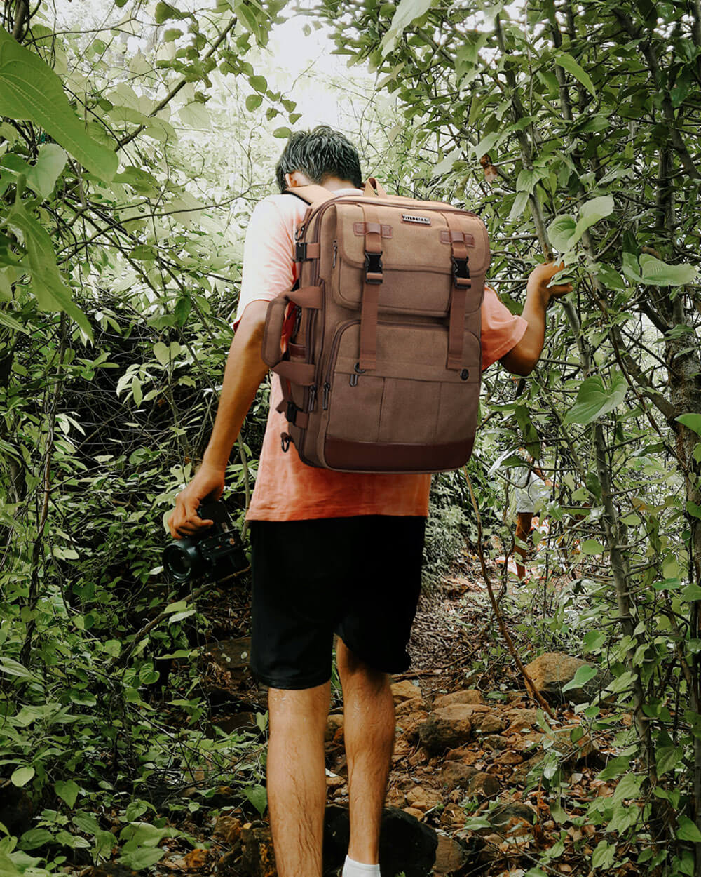 witzman brown canvas caryy-on backpack for men a6617-3