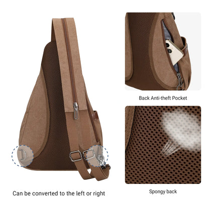 a8004 Canvas Sling Bag for Men Women #color_brown