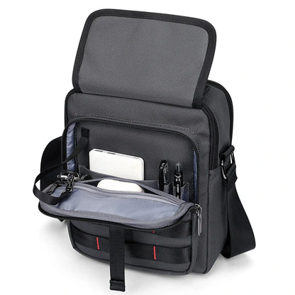 WITZMAN B708 men’s lightweight nylon crossbody bag with front MOLLE webbing - sliver grey messenger bag