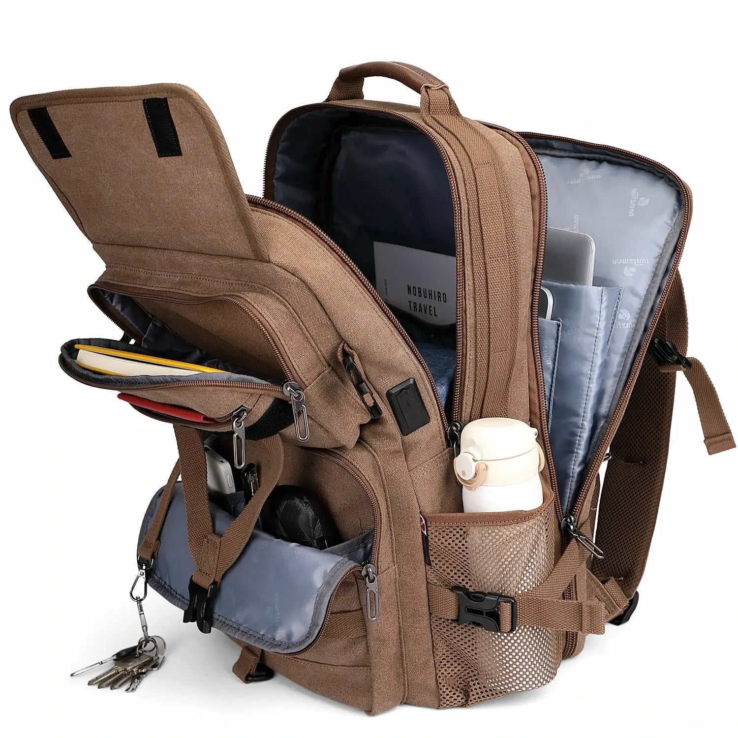 Men’s Canvas Travel Backpack TSA Vintage Carry-On Bag A8012