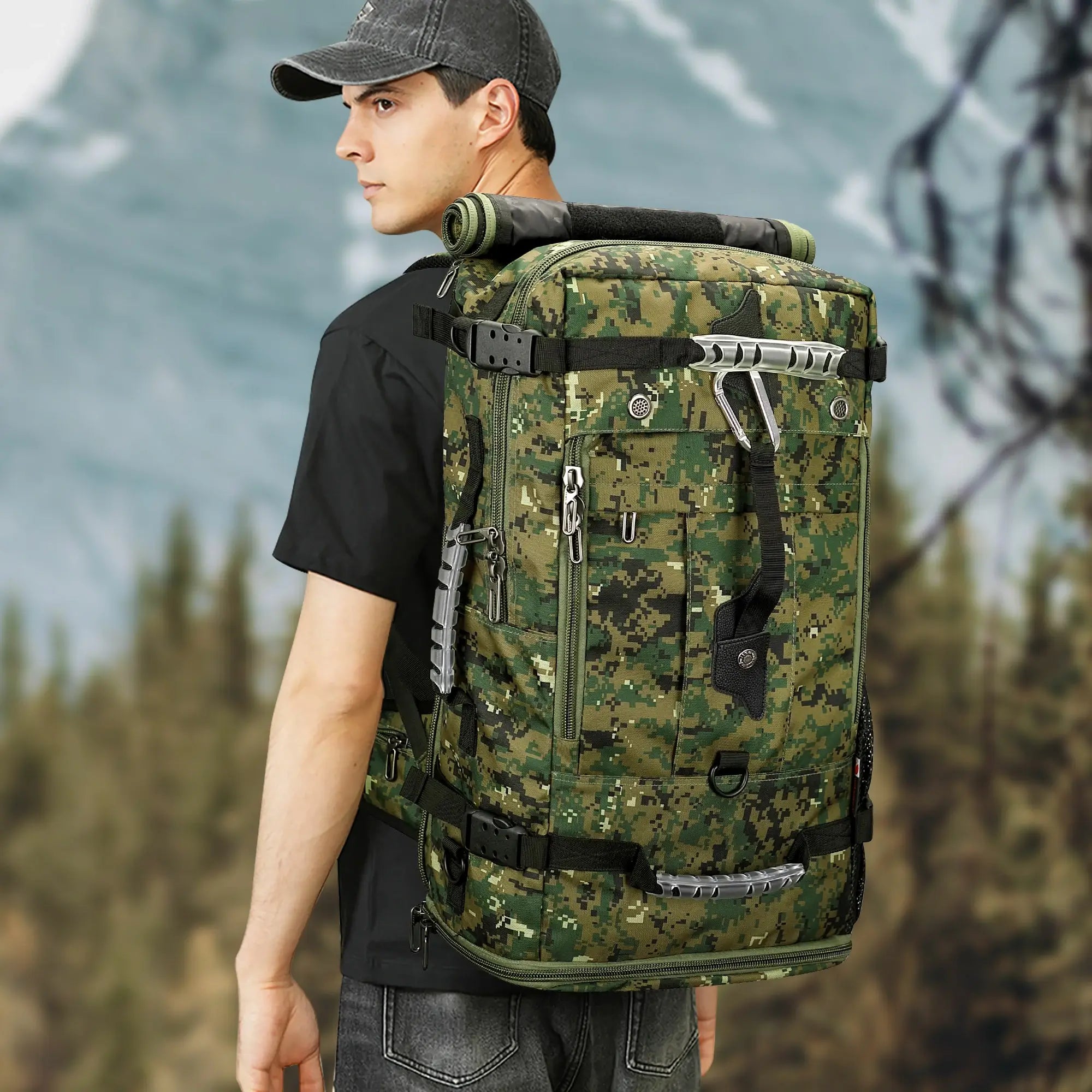 witzman b681 nylon travel backpack for men carry on bag #color_camo