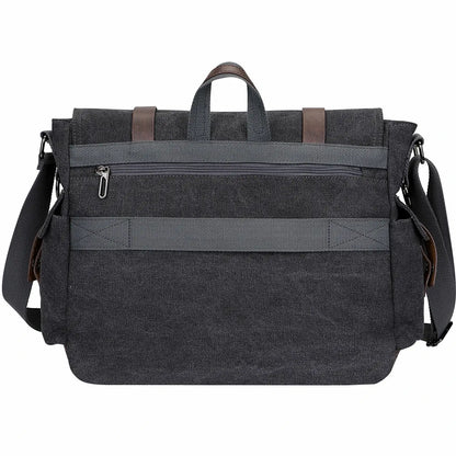 witzman vintage postman bag for men canvas for men black business messenger bags a8007 large #color_black